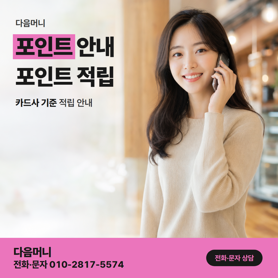 다음머니 수원카드깡 카드사 기준으로 쌓이는 포인트